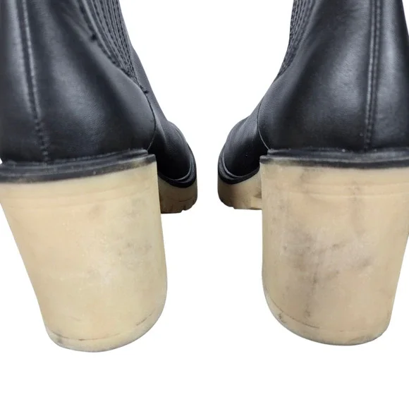 Dolce Vita Castor H2O Booties Womens 9 Waterproof Black Leather Lug Sole Chelsea - Picture 8 of 12